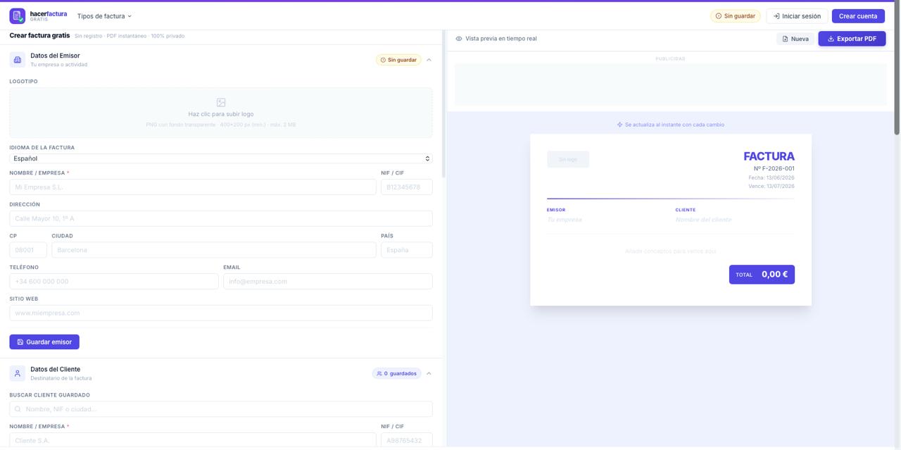 HacerFactura — generador de facturas